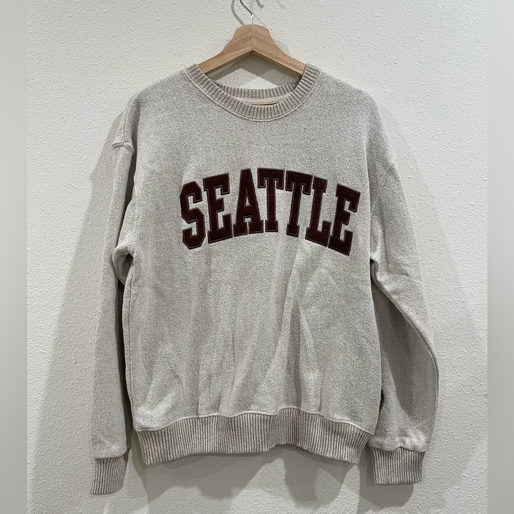 New York Popular Seattle Crewneck Sweatshirt Oatmeal Grey Size Medium